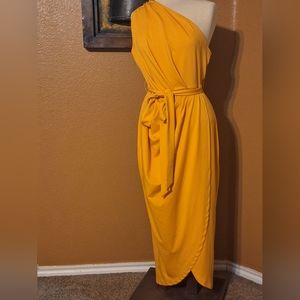 Elegant Yellow Wrap Dress